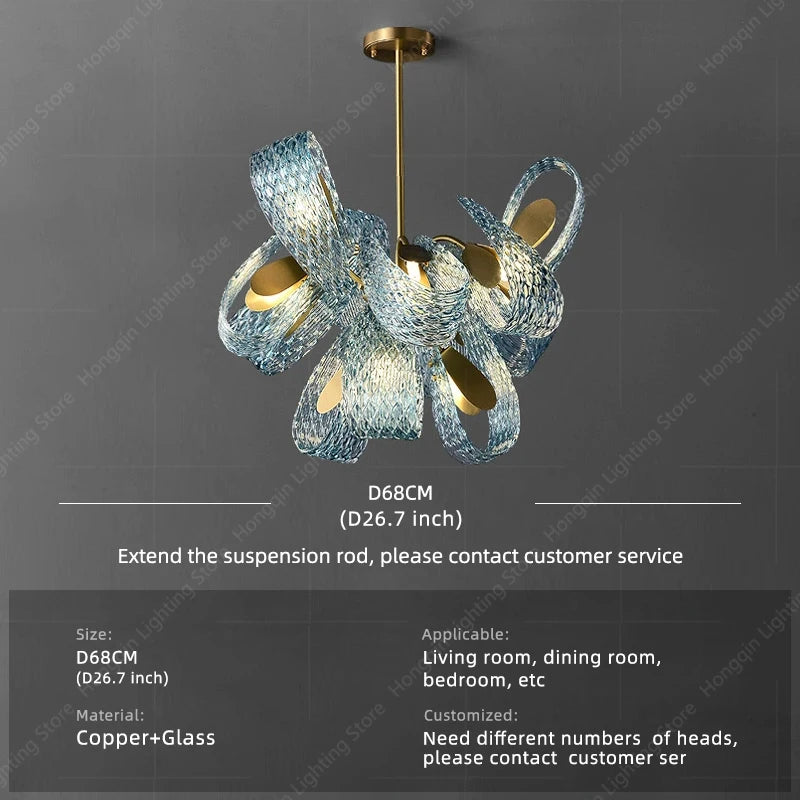 LED Chandelier Light For Living Room Dining Pendant Lights For Restaurant Lighting Copper Postmodern Style Ceiling Hanging Lamp