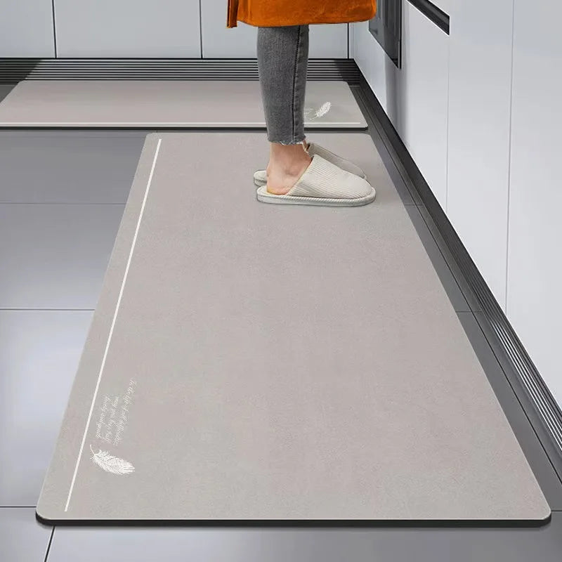 VIKAMA Simple Crystal Pile Kitchen Carpet Entryway Bathroom Doorway Non-Slip Oil Resistant Absorbent Carpet