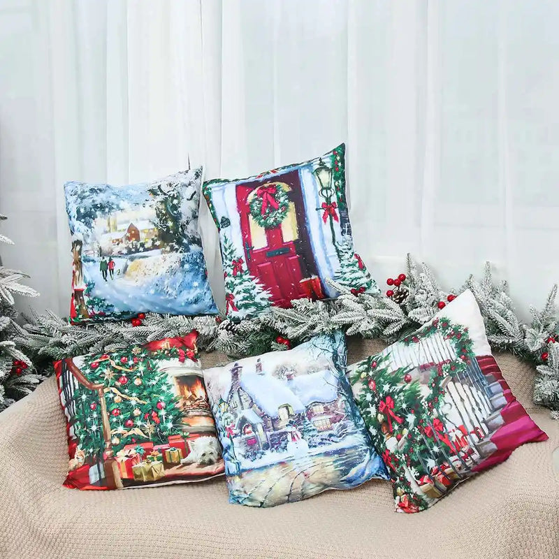 45cm Christmas Pillowcase Cushion Cover Christmas Decorations for Home 2024 Christmas Ornament Gift Navidad Happy New Year 2025