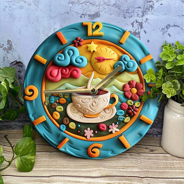 DIY Wall Clock Kit with Coffee Theme Decor, 3D High-Definition,Crafting Timepiece – Ideal for Winter Bedroom, Father's Day Gifts