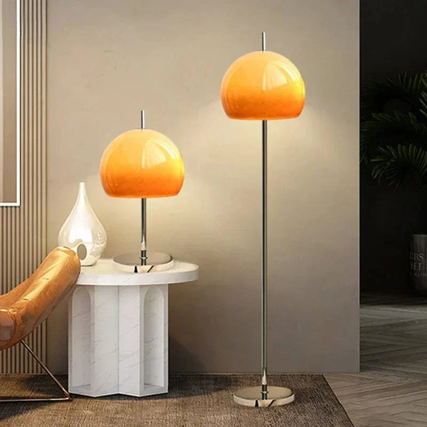 Bauhaus Living Room Retro Glass Table Lamp Gradient Orange Mushroom Floor LampLiving Room Bedroom Atmosphere LED Lamp