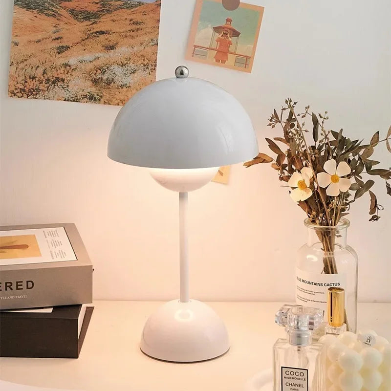 USB Rechargeable Mushroom Table Lamp Three Speed Adjustment Indoor Lighting Fixture Flower Bud Desk Lamps Hoom Decor Night Light