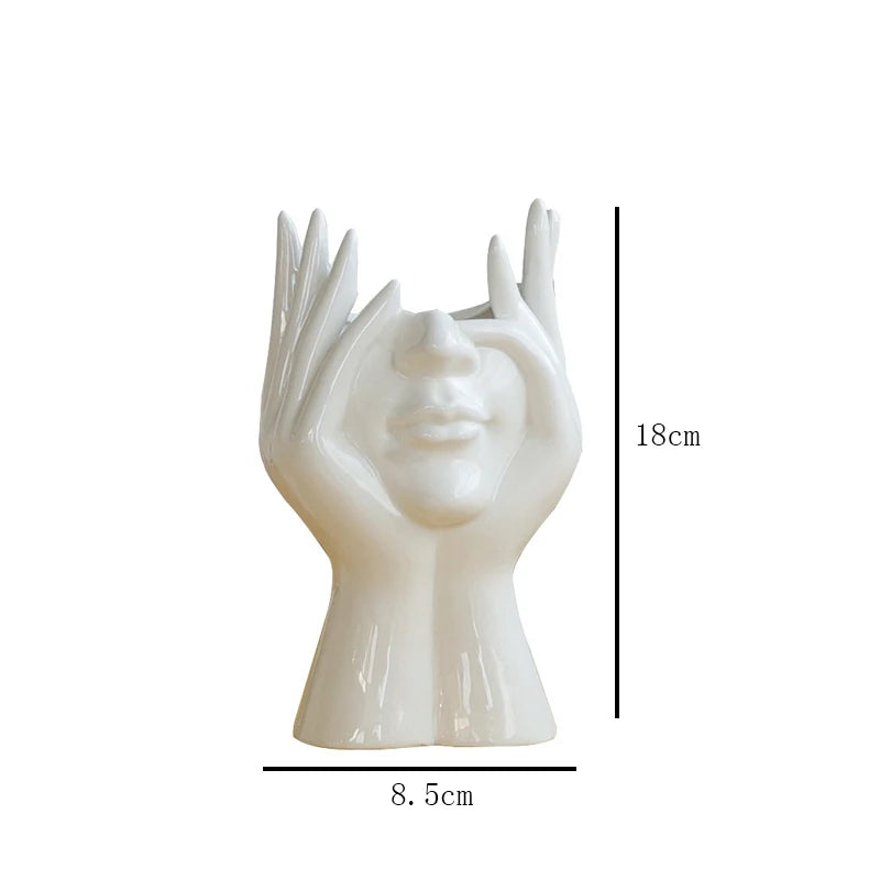 Nordic Style Body Art Ceramic Vase Decoration Home Crafts Simple Face Living Room Flower Arrangement Dried Accessories