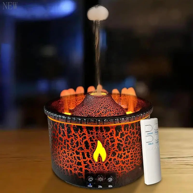 NEW 360ml Portable  Diffuser, Simulated Volcano Design Essential Oil Diffuser, Decorative Air Humidifier with Night Light, Fragr