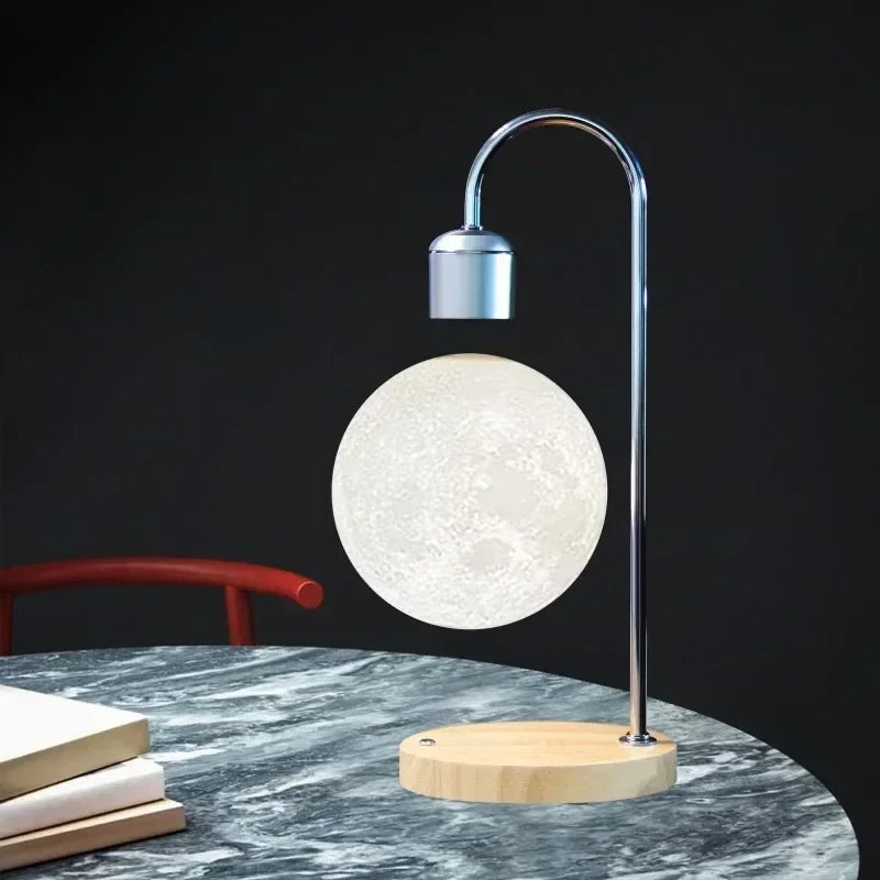 Creative Magnetic Levitation Moon Lamp for Home Decoration and LED Night Light with Wireless Charging