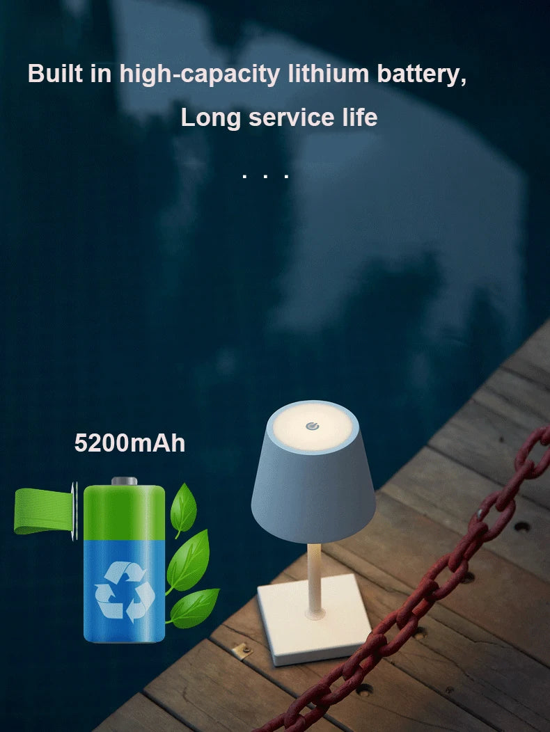 5200mAh Battery IP54 Waterproof Wireless Pro Mini Table Lamp Light With Touch Dimmable For Restaurant Dinning Room