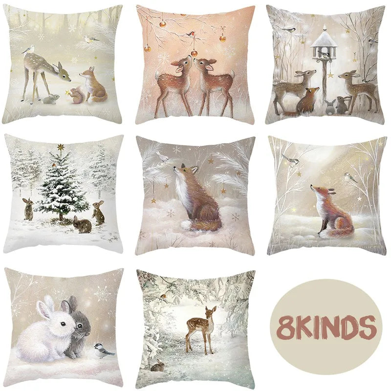 45cm Christmas Pillowcase Cushion Cover Christmas Decorations for Home 2024 Christmas Ornament Gift Navidad Happy New Year 2025