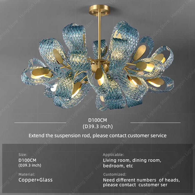 LED Chandelier Light For Living Room Dining Pendant Lights For Restaurant Lighting Copper Postmodern Style Ceiling Hanging Lamp