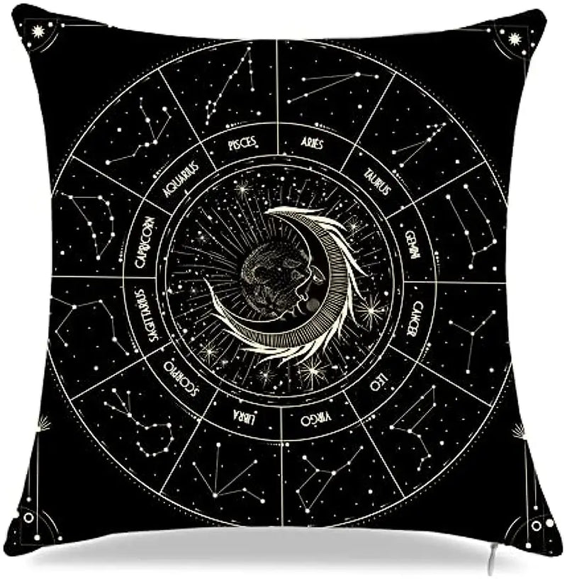 Throw pillowcase mystery witch decorative pillowcase sun and moon pillowcase bohemian sofa cushion cover home décor