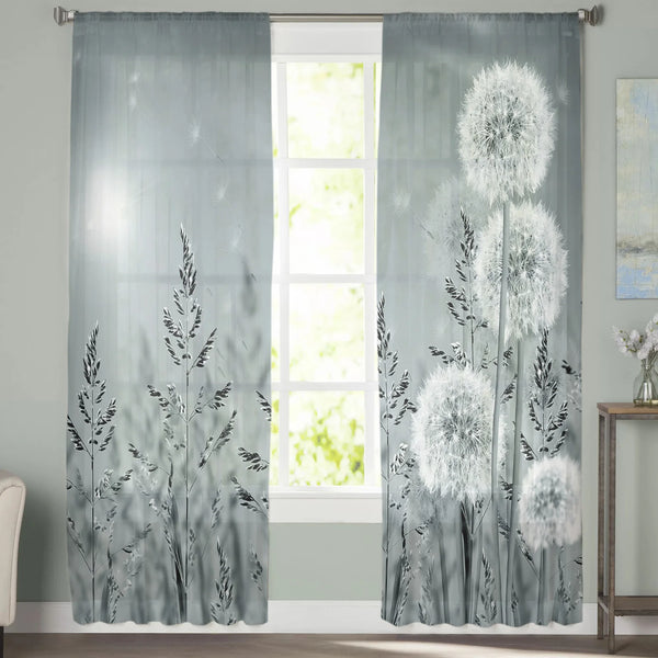 Dandelion Under The Dark Light Sheer Tulle Window Curtains for Living Room Bedroom Kitchen Veiling Curtain Home Decoration