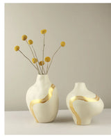 Ivory White Gold Hand Painted Ceramic Flower Vases Home Decoration Nordic Decor Pieces