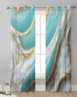 Marble Texture Aqua Tulle Curtains For Living Room Bedroom Kitchen Decoration Chiffon Window Treatments Voile Sheer Curtain