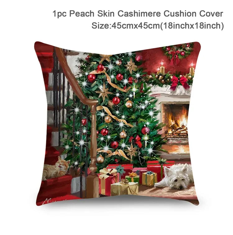 45cm Christmas Pillowcase Cushion Cover Christmas Decorations for Home 2024 Christmas Ornament Gift Navidad Happy New Year 2025