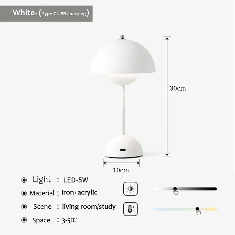 USB Rechargeable Mushroom Table Lamp Three Speed Adjustment Indoor Lighting Fixture Flower Bud Desk Lamps Hoom Decor Night Light