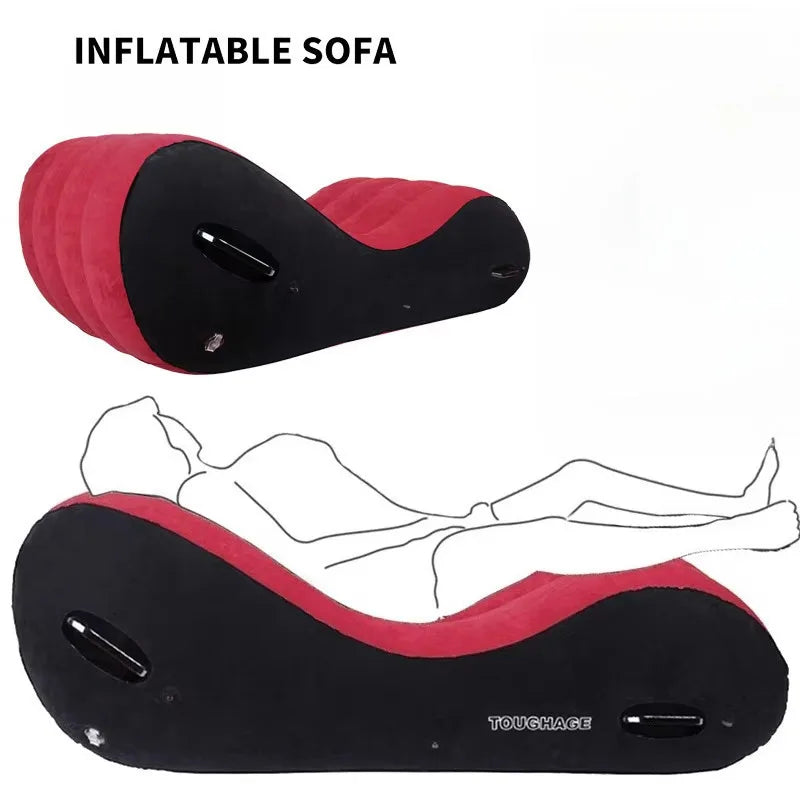 Inflatable Sofa Lounge Chair With Handle Yoga Chaise For Nap Air Bed Cushion Bedroom Relax Lounger Magic Pillow Aid Furniture