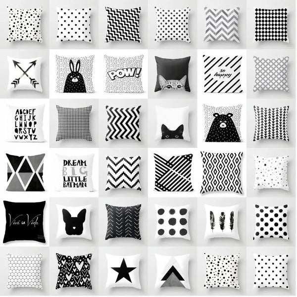 Livingroom Simple Black White Geometry Cushion Case Hot Modern Nordic Decorative Pillows Case Sofa Couch Throw Pillows car home