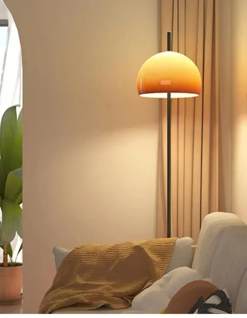 Bauhaus Living Room Retro Glass Table Lamp Gradient Orange Mushroom Floor LampLiving Room Bedroom Atmosphere LED Lamp