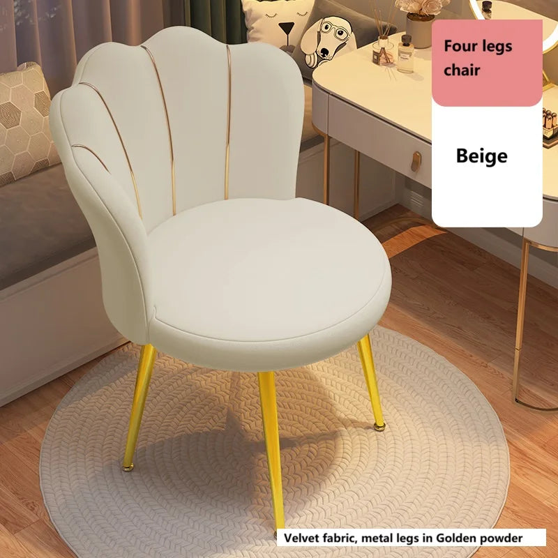 Formwell Upholstered Modern Accent Chair Velvet fabric Modern Kitchen Dining Chair with Mid-Back Make up chair with Golden legs