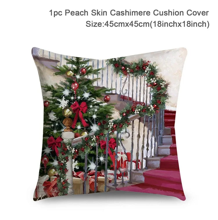 45cm Christmas Pillowcase Cushion Cover Christmas Decorations for Home 2024 Christmas Ornament Gift Navidad Happy New Year 2025