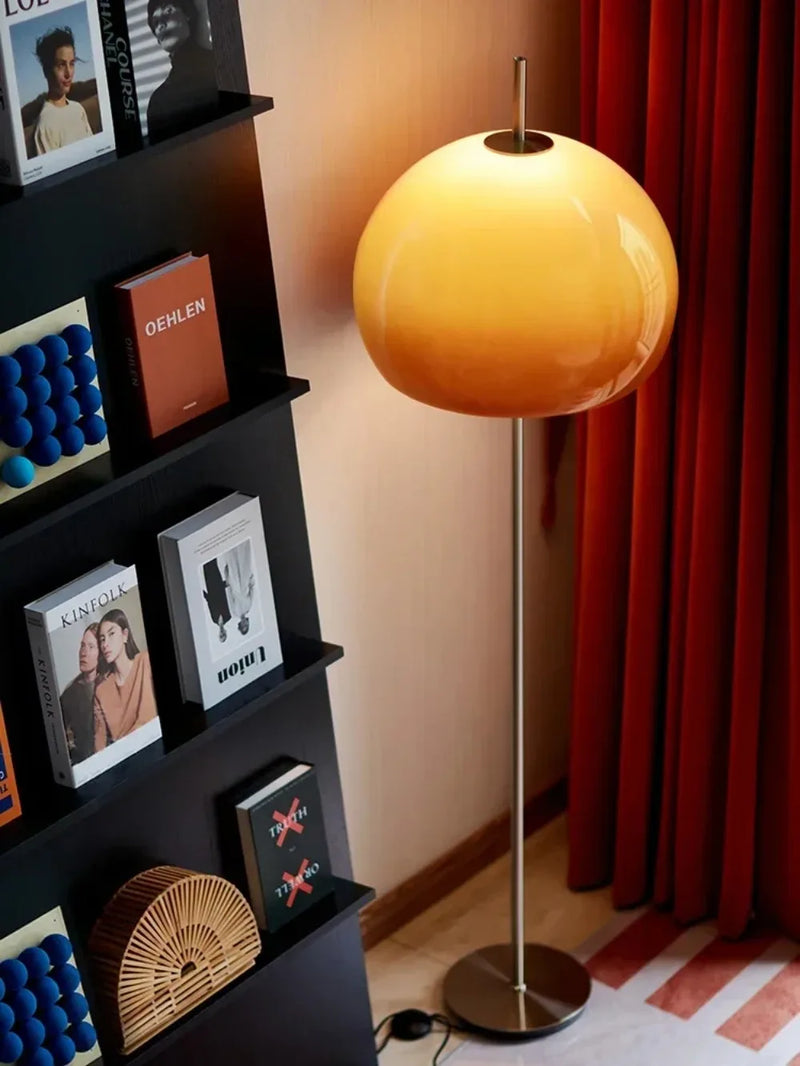 Bauhaus Living Room Retro Glass Table Lamp Gradient Orange Mushroom Floor LampLiving Room Bedroom Atmosphere LED Lamp