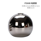 Luxury Minimalist Electroplated Silver Small Round Ball Ceramic Vase Home Decor Living Room Flower Vase Room Decor Aesthetics