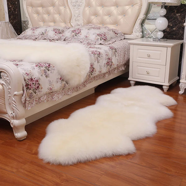 Australian 100% Wool Carpet for Bedroom Bay Window Sofa Bedside Thicken Plush Sheepskin Rug European Bed Rug Fur Integrated Mat