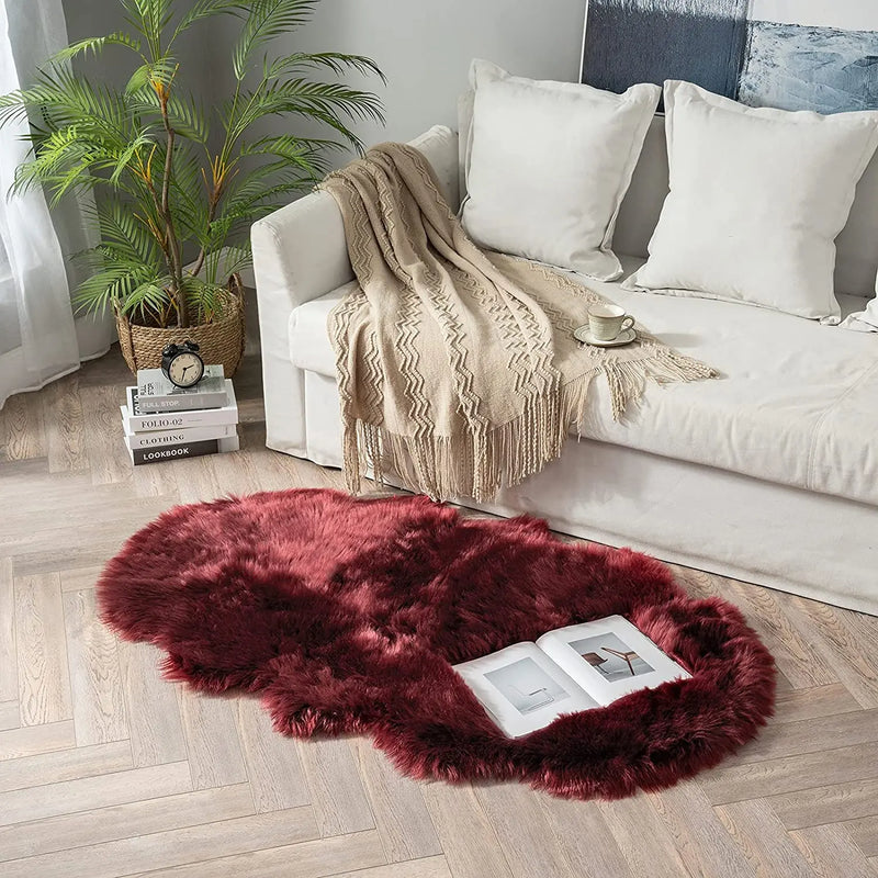 Soft Sheepskin Bedroom Carpet Imitation Wool Pad Long Hair Bedside Rugs Sofa Cushion Rugs Living Room Fluffy Hairy Fur Carpet