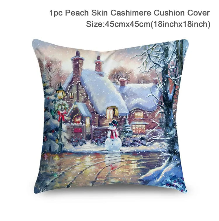 45cm Christmas Pillowcase Cushion Cover Christmas Decorations for Home 2024 Christmas Ornament Gift Navidad Happy New Year 2025