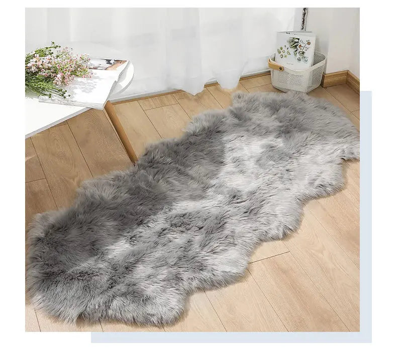 Soft Sheepskin Bedroom Carpet Imitation Wool Pad Long Hair Bedside Rugs Sofa Cushion Rugs Living Room Fluffy Hairy Fur Carpet