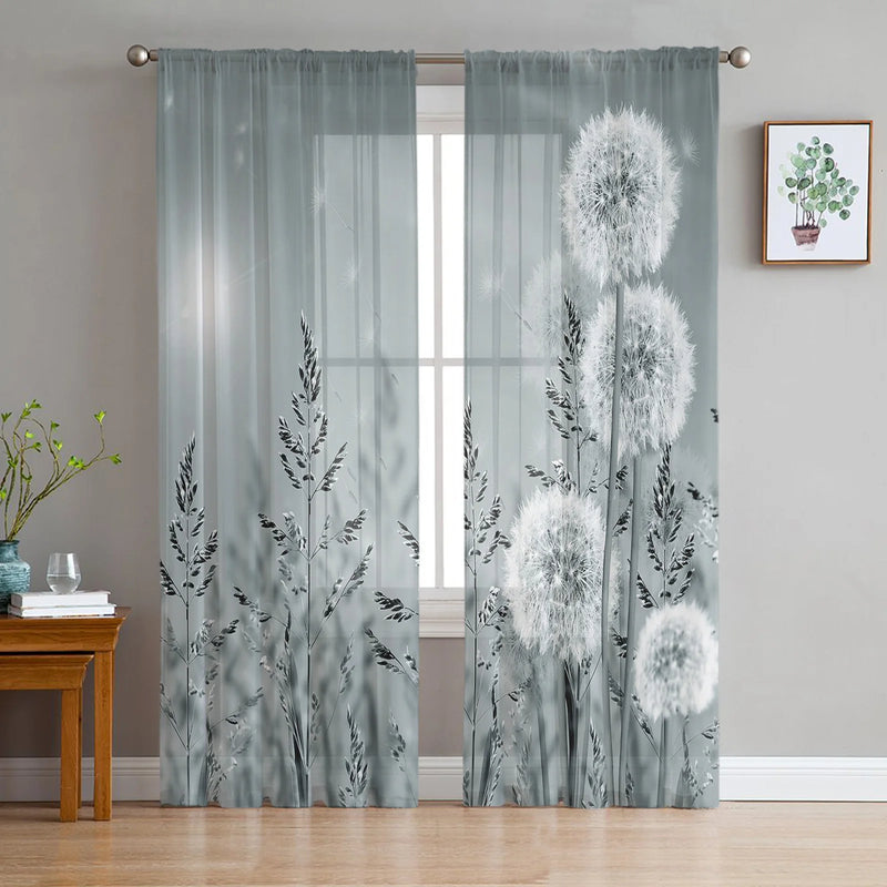 Dandelion Under The Dark Light Sheer Tulle Window Curtains for Living Room Bedroom Kitchen Veiling Curtain Home Decoration