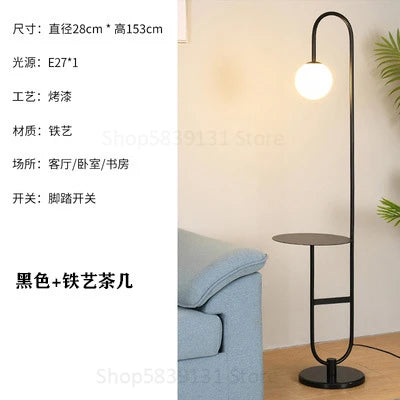 Modern Floor Lamp Nordic Standing Lamp with Round Table Art Deco Floor Lamps for Living Room LED Sofa Floor Lights for Tea Table