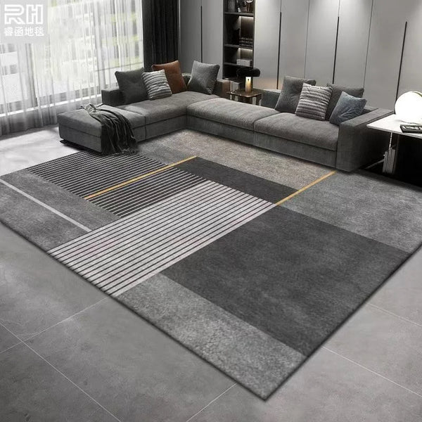 VIKAMA Simple Geometric Crystal Pile Living Room Carpet Home Bedroom Office Entrance Dirty Resistant Non-slip Carpet