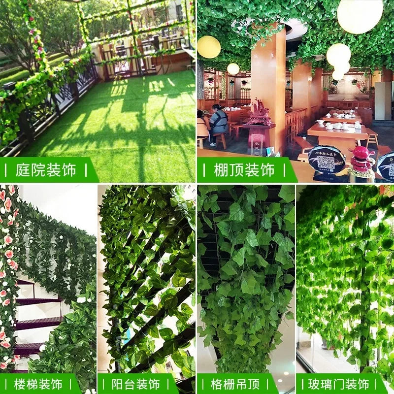 220cm Artificial Plants Green Ivy Fake Leaves Garland Plant Wall Hanging Vine Home Gardan Decoration Wedding Party Wreath Leaves